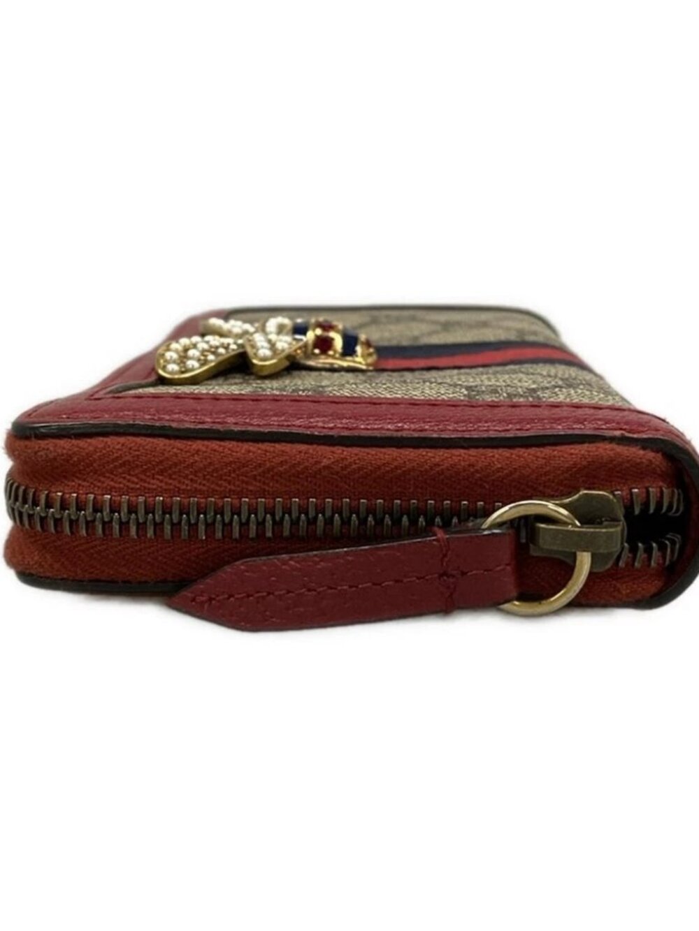 GUCCI Queen Margaret 476069 Dark Brown Red Multi PVC Leather Long Wallet - Picture 5 of 12
